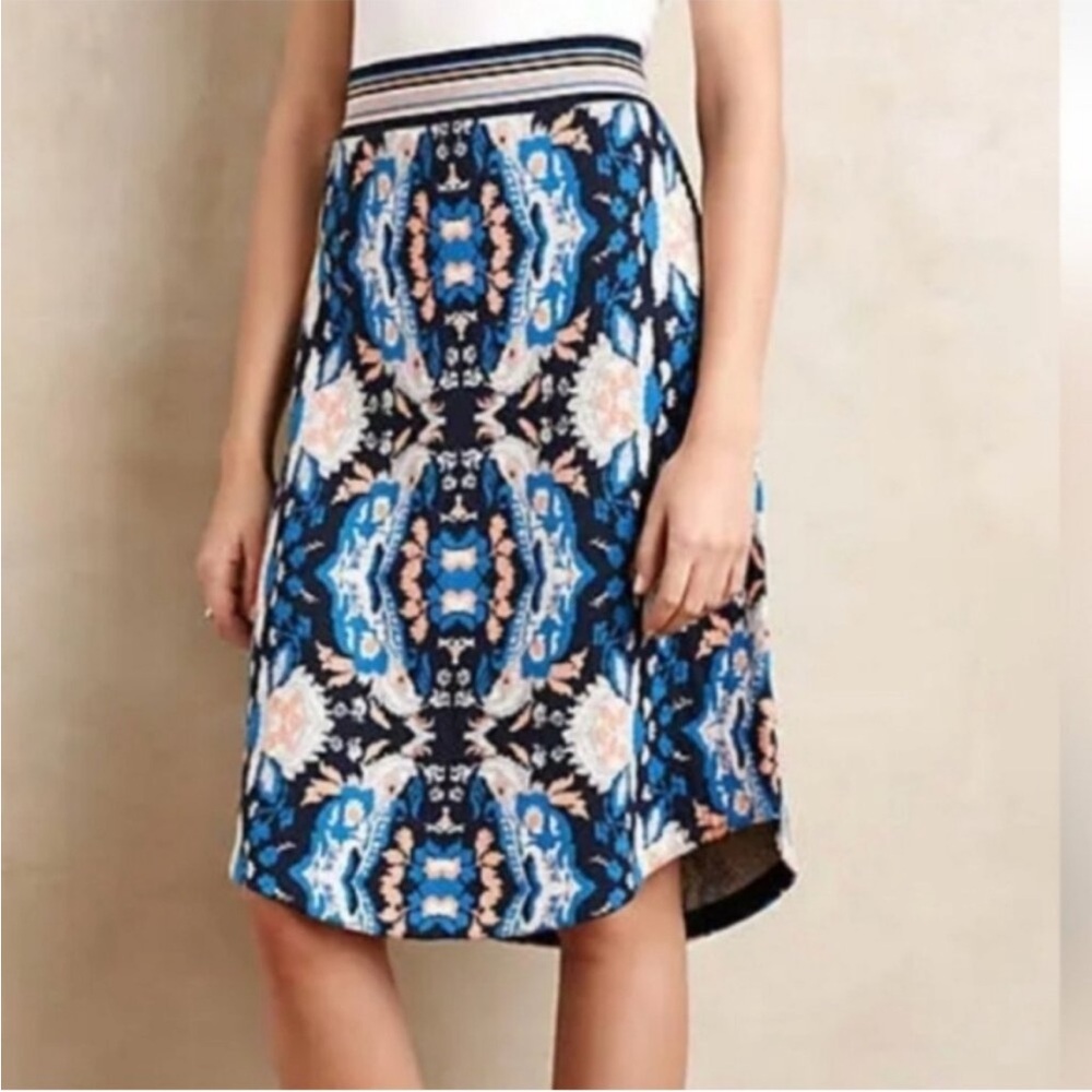Moth Anthropologie blue intarsia Antica Sweater Skirt